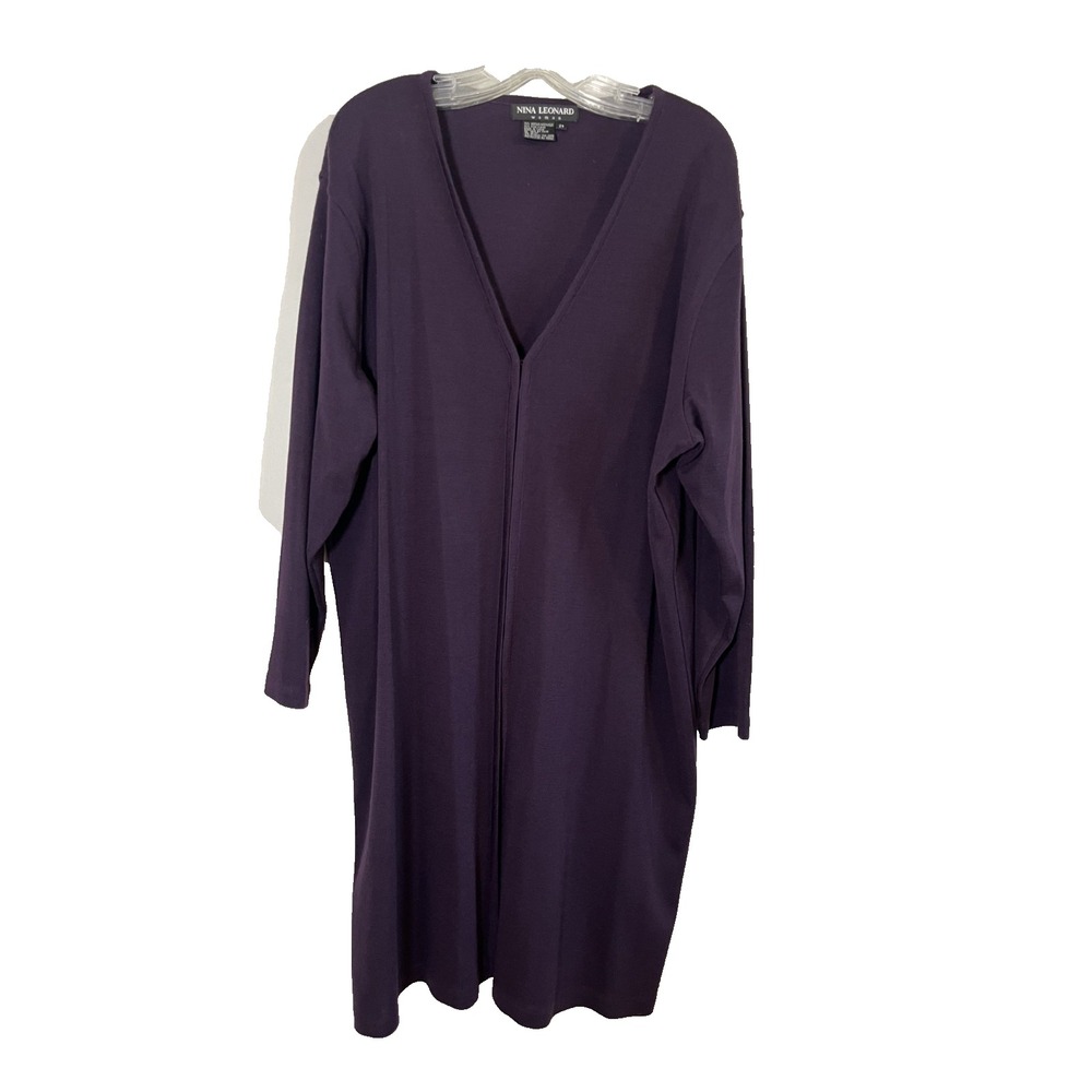 Colorful Long Knit Wool Sweater Cardigan 2X Purple Whimsical Romantic Jewel Tone